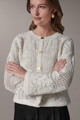 Donna Karan | BELL SLEEVE FLORAL CROCHET JACKET