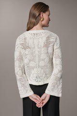 Donna Karan | BELL SLEEVE FLORAL CROCHET JACKET