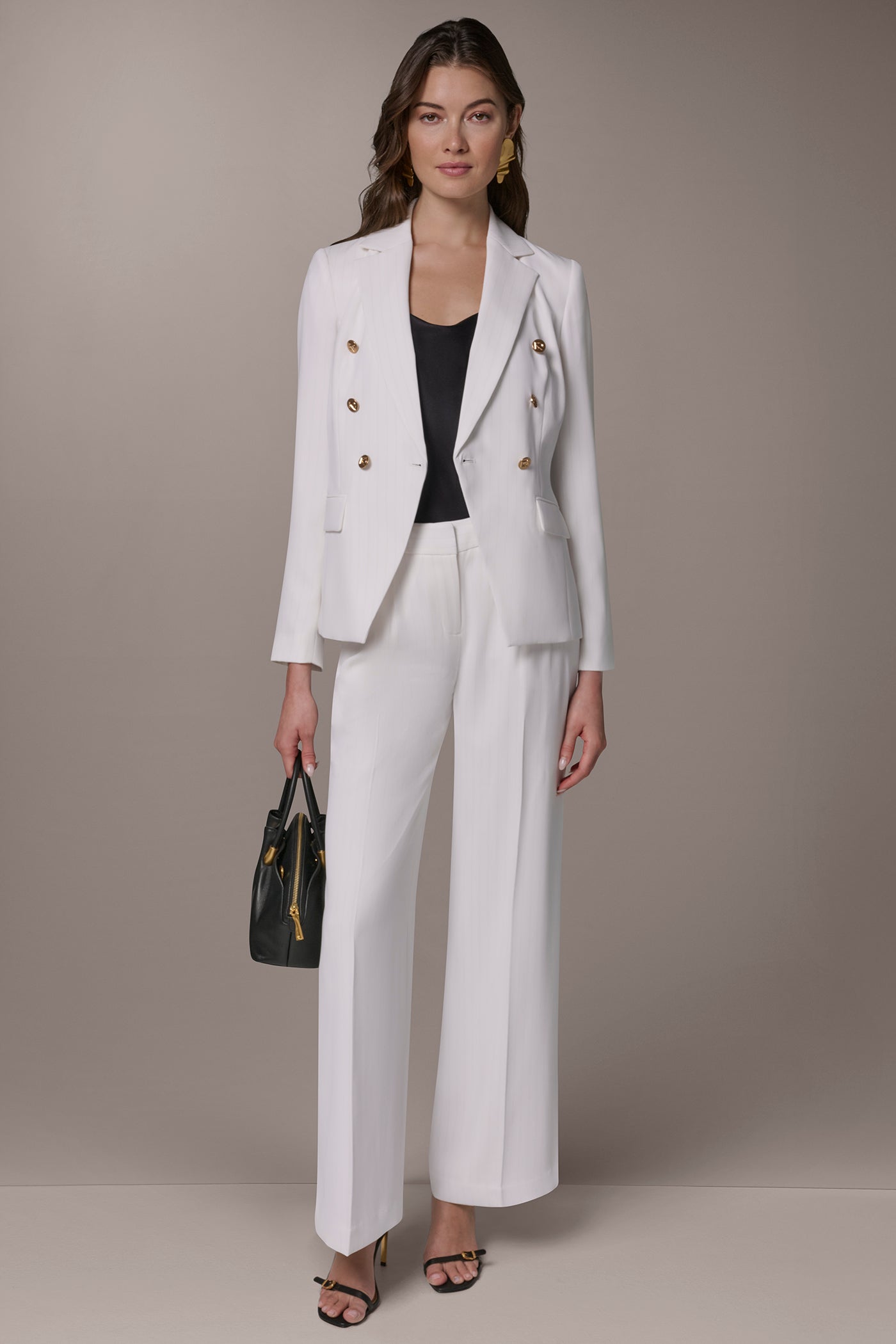 Donna Karan | DOUBLE BREASTED PINSTRIPE SUIT BLAZER