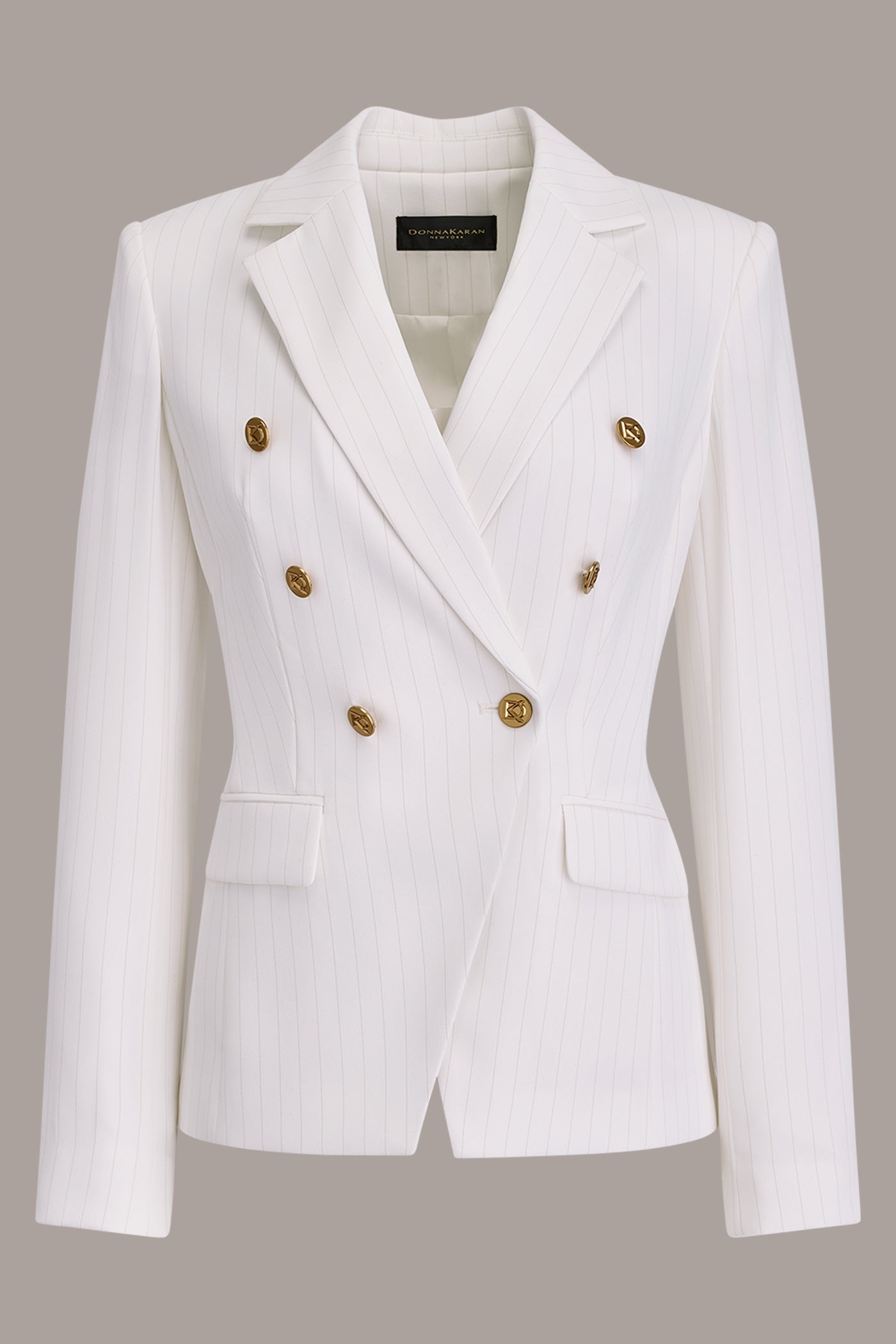 Donna Karan | DOUBLE BREASTED PINSTRIPE SUIT BLAZER