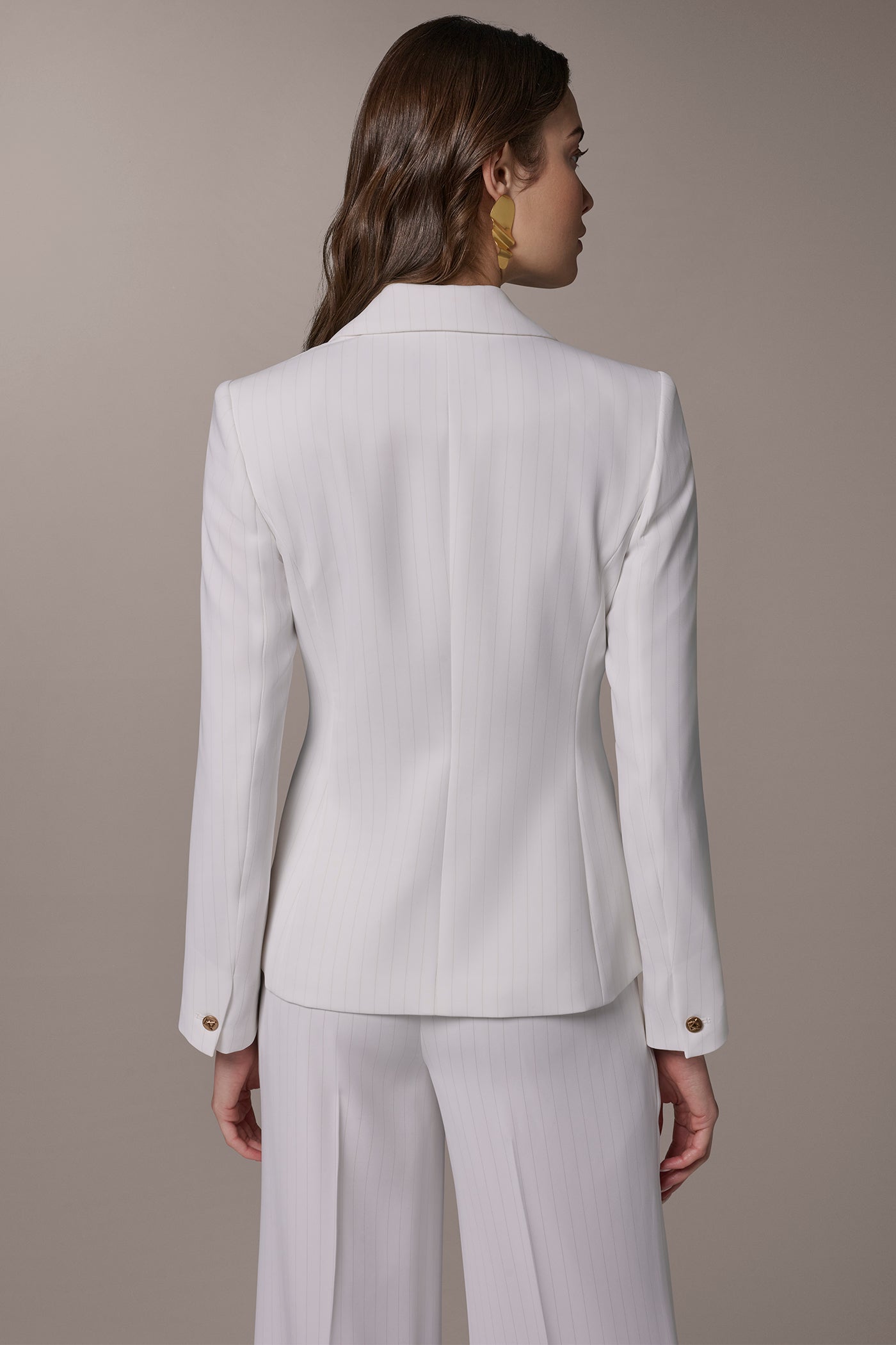 Donna Karan | DOUBLE BREASTED PINSTRIPE SUIT BLAZER