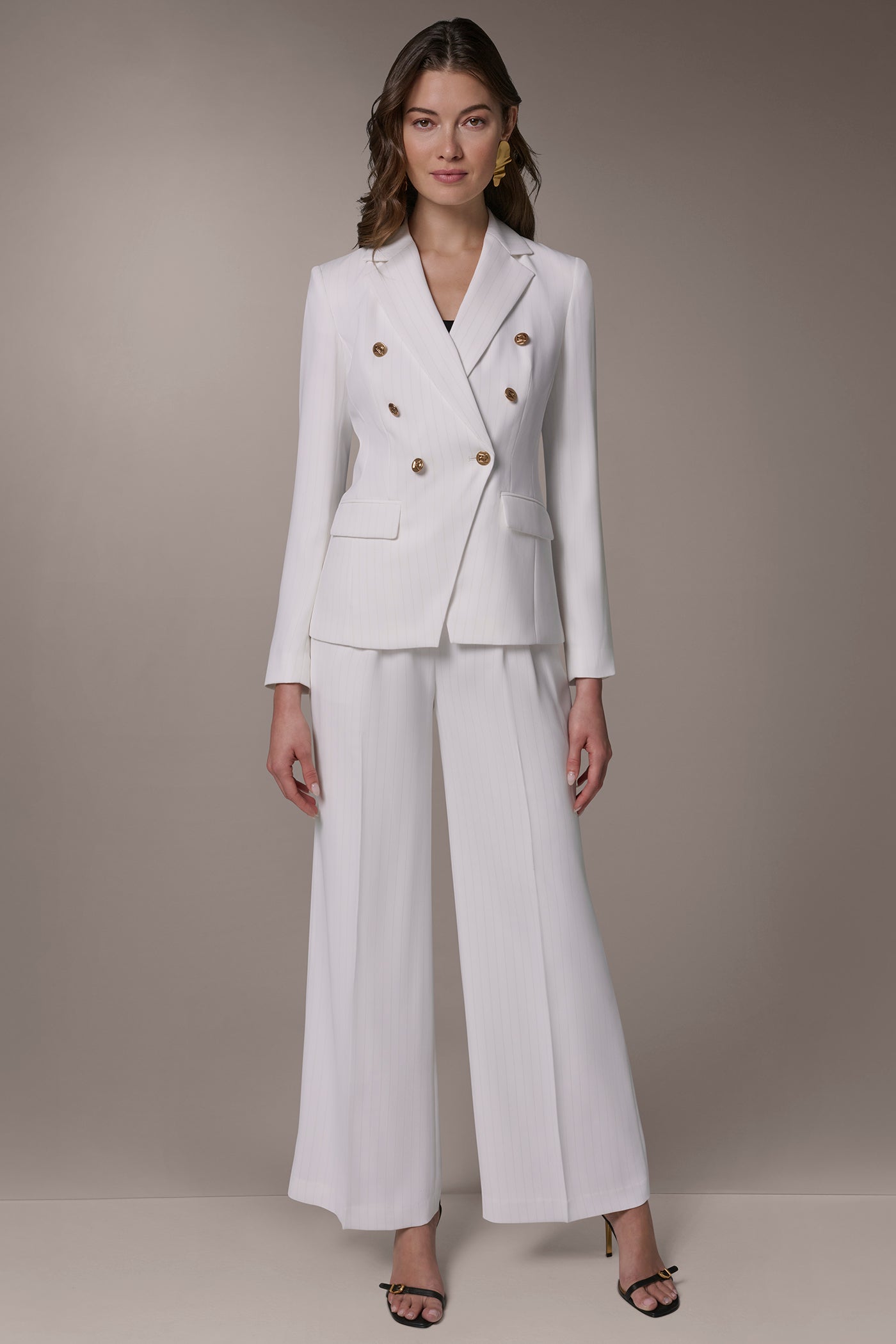 Donna Karan | DOUBLE BREASTED PINSTRIPE SUIT BLAZER