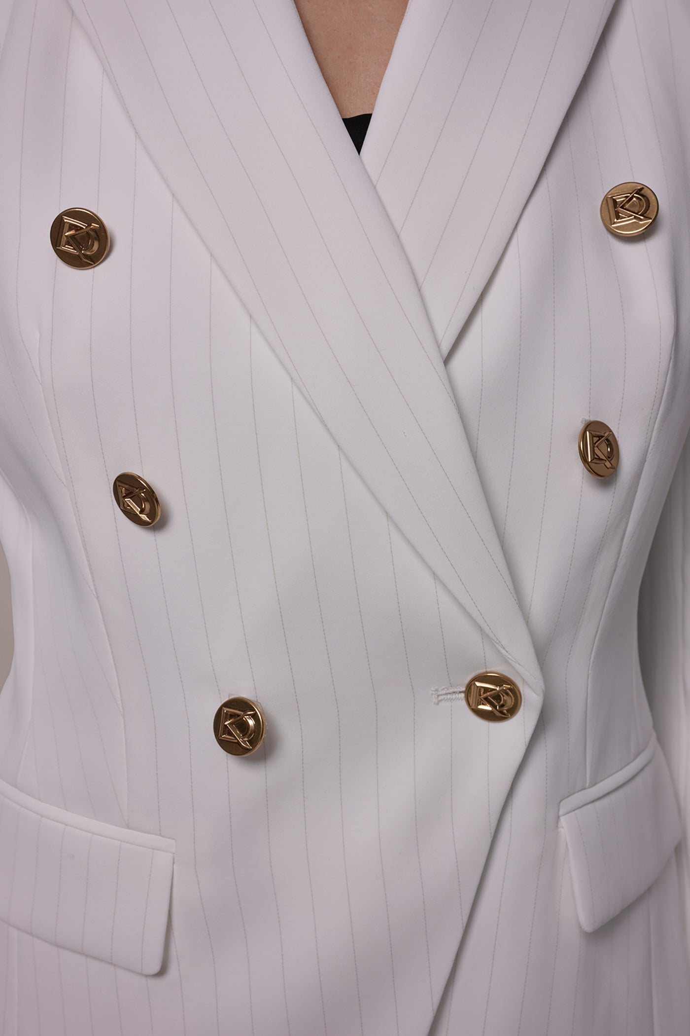 Donna Karan | DOUBLE BREASTED PINSTRIPE SUIT BLAZER