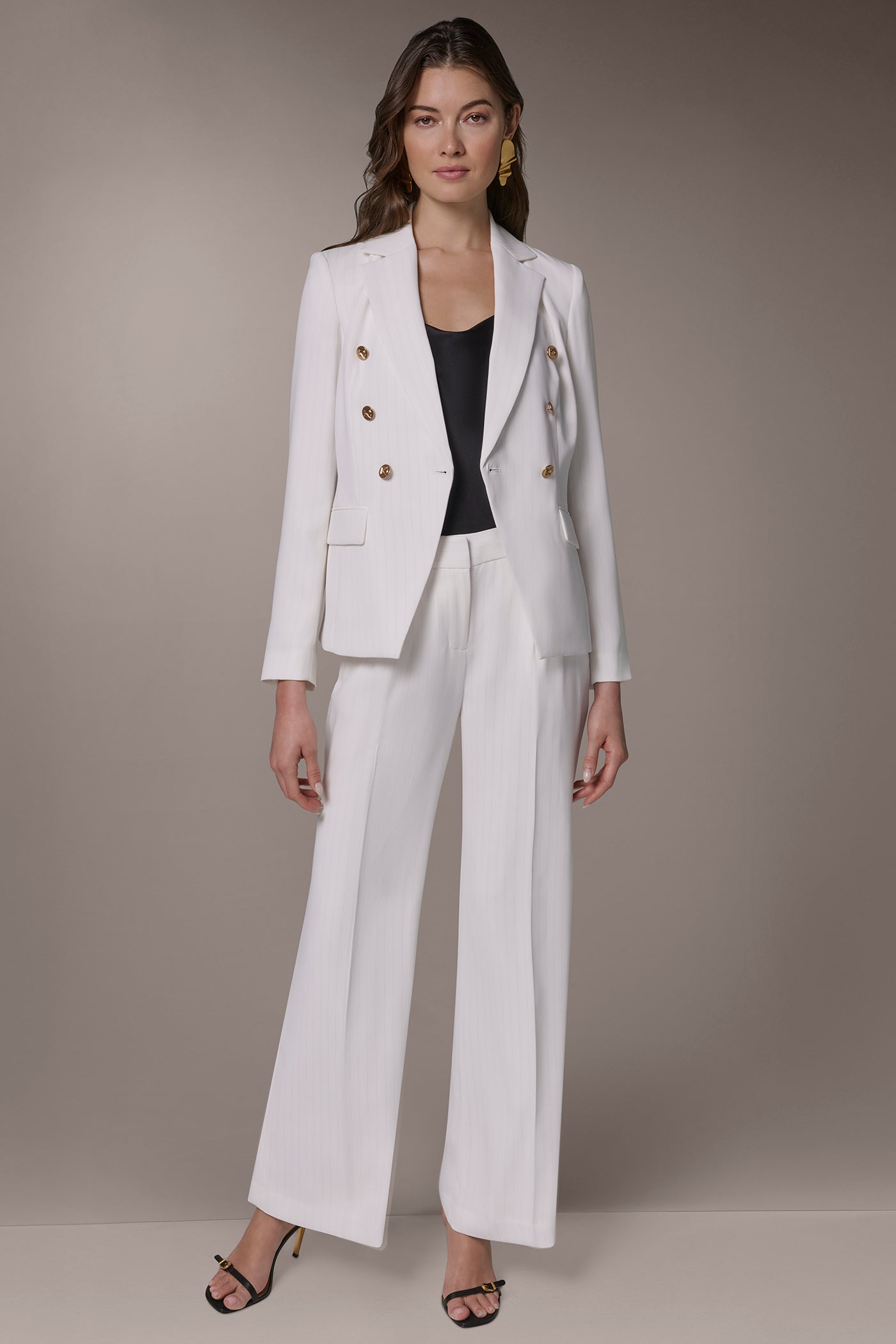 Donna Karan | DOUBLE BREASTED PINSTRIPE SUIT BLAZER
