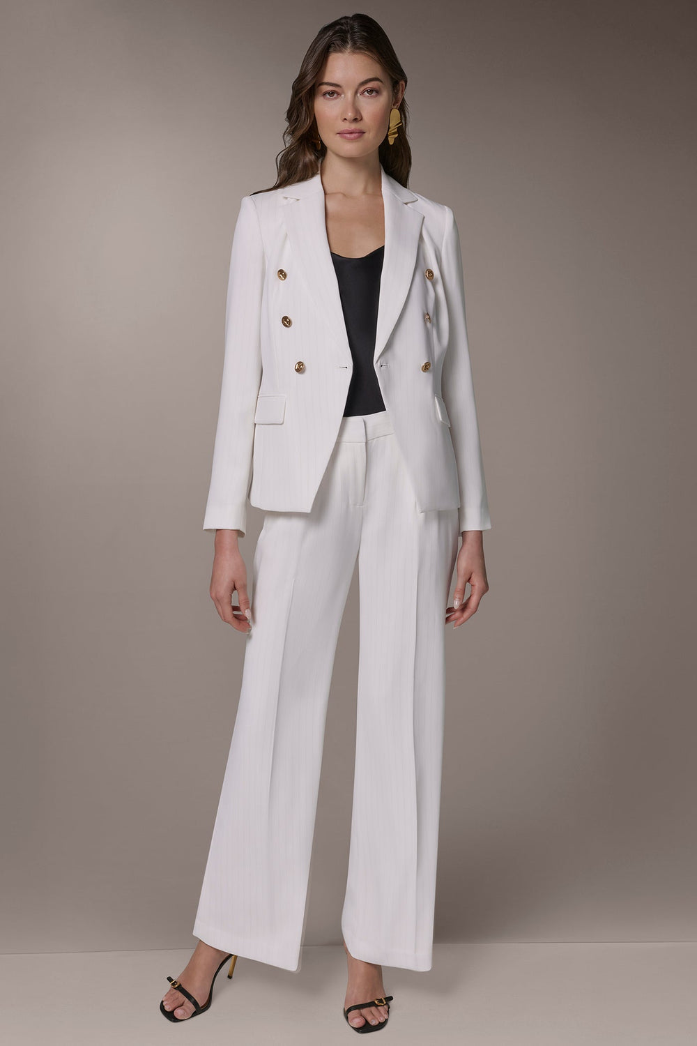 Donna Karan | DOUBLE BREASTED PINSTRIPE SUIT BLAZER