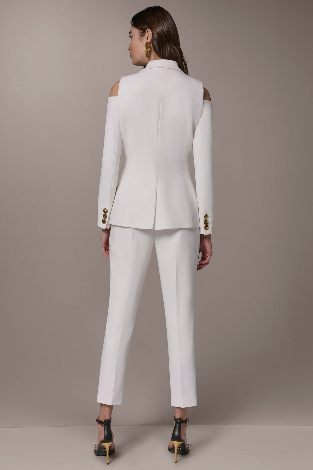 Donna Karan | DOUBLE-BREASTED COLD-SHOULDER SUIT BLAZER
