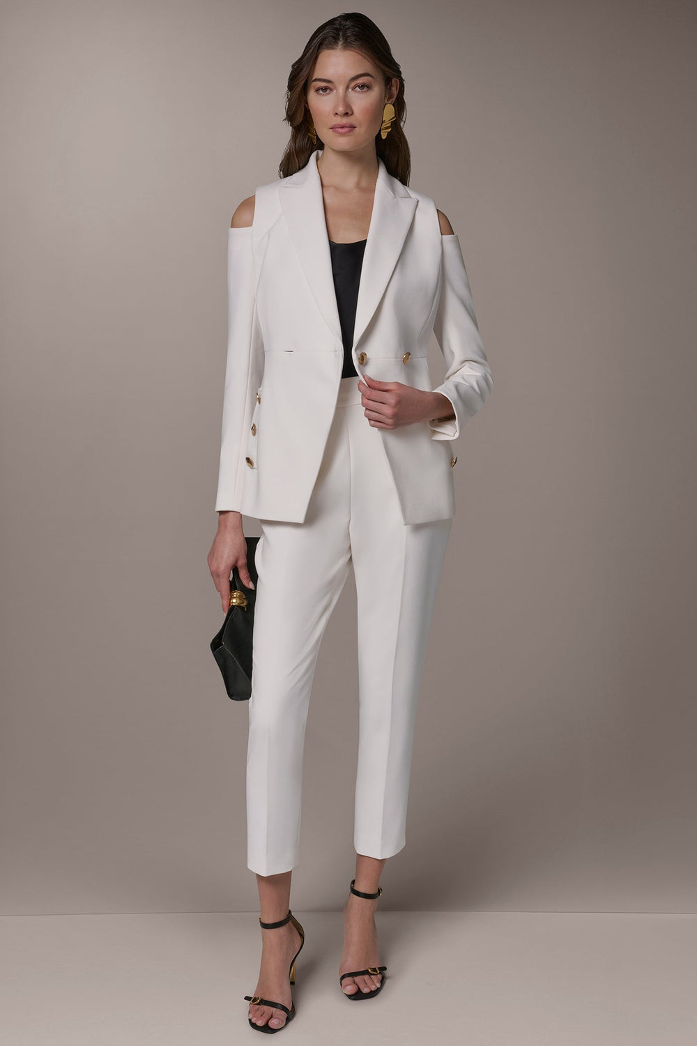 Donna Karan | DOUBLE-BREASTED COLD-SHOULDER SUIT BLAZER