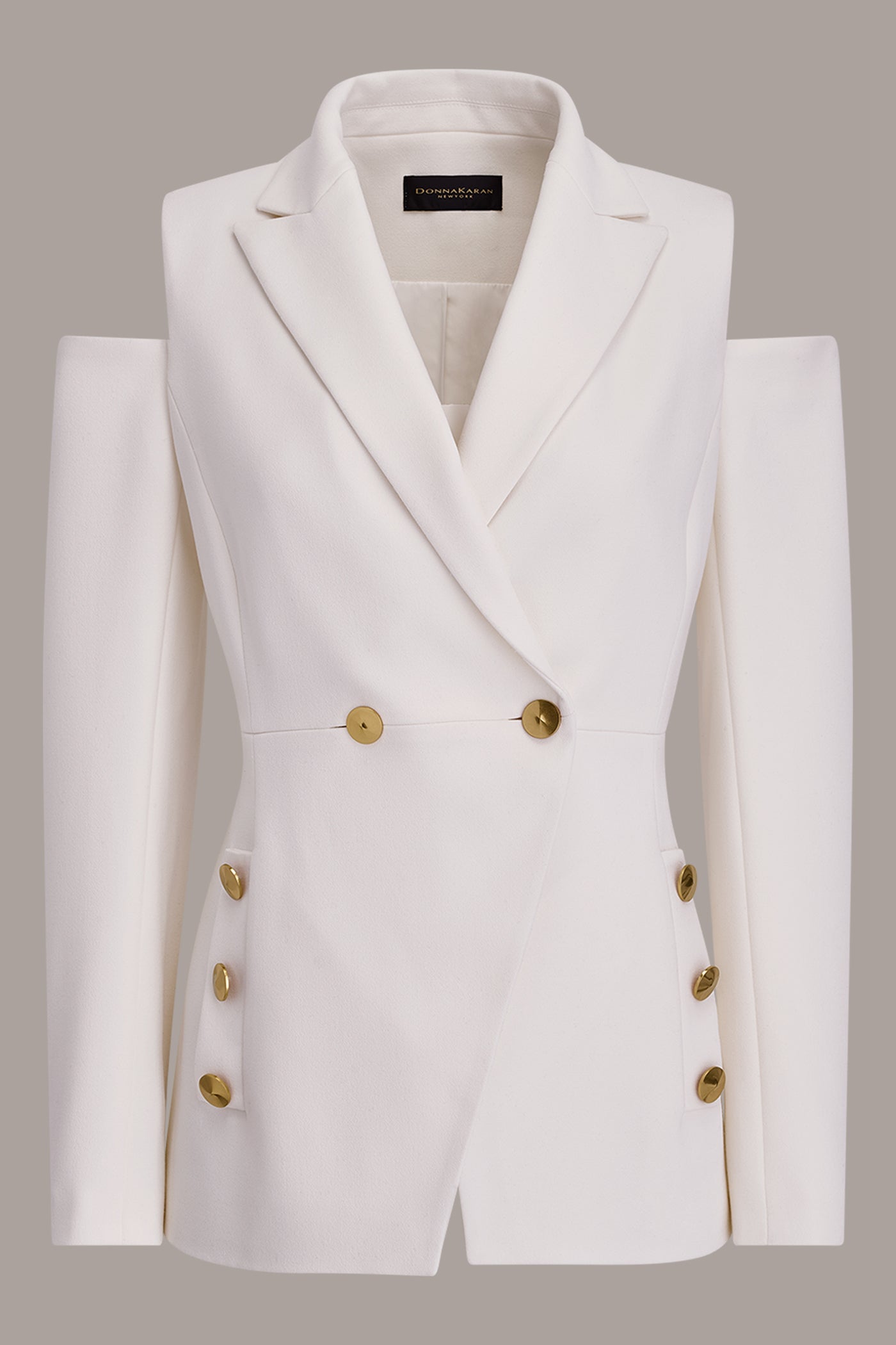 Donna Karan | DOUBLE-BREASTED COLD-SHOULDER SUIT BLAZER