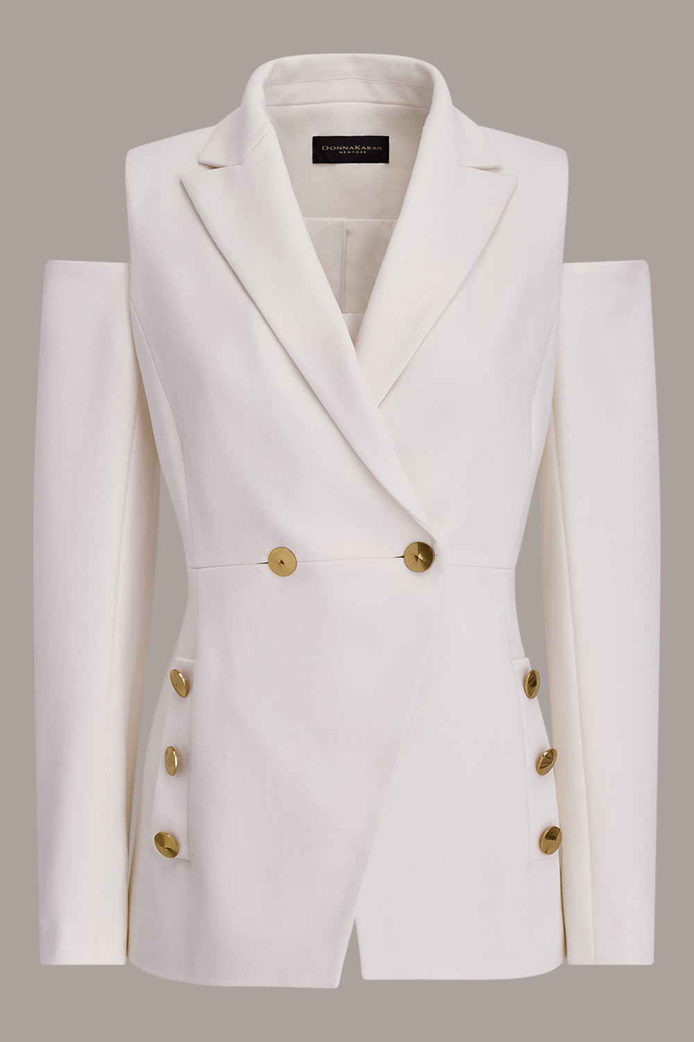 Donna Karan | DOUBLE-BREASTED COLD-SHOULDER SUIT BLAZER