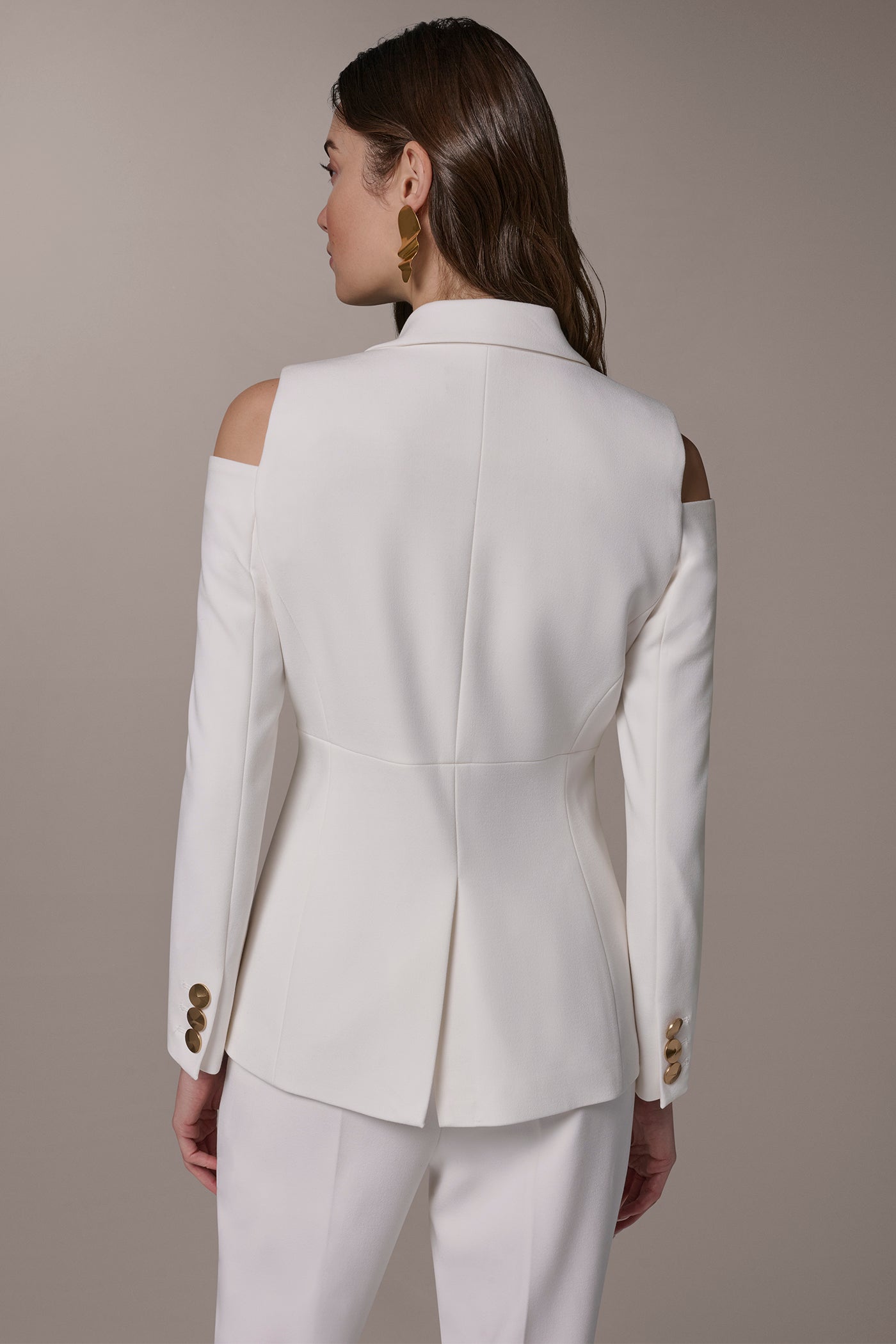 Donna Karan | DOUBLE-BREASTED COLD-SHOULDER SUIT BLAZER