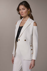 Donna Karan | DOUBLE-BREASTED COLD-SHOULDER SUIT BLAZER