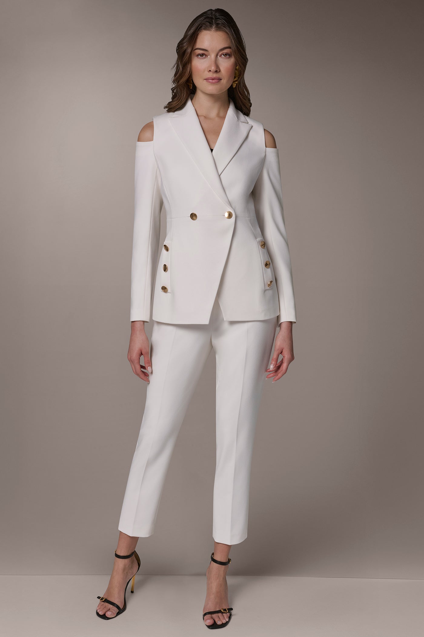 Donna Karan | DOUBLE-BREASTED COLD-SHOULDER SUIT BLAZER