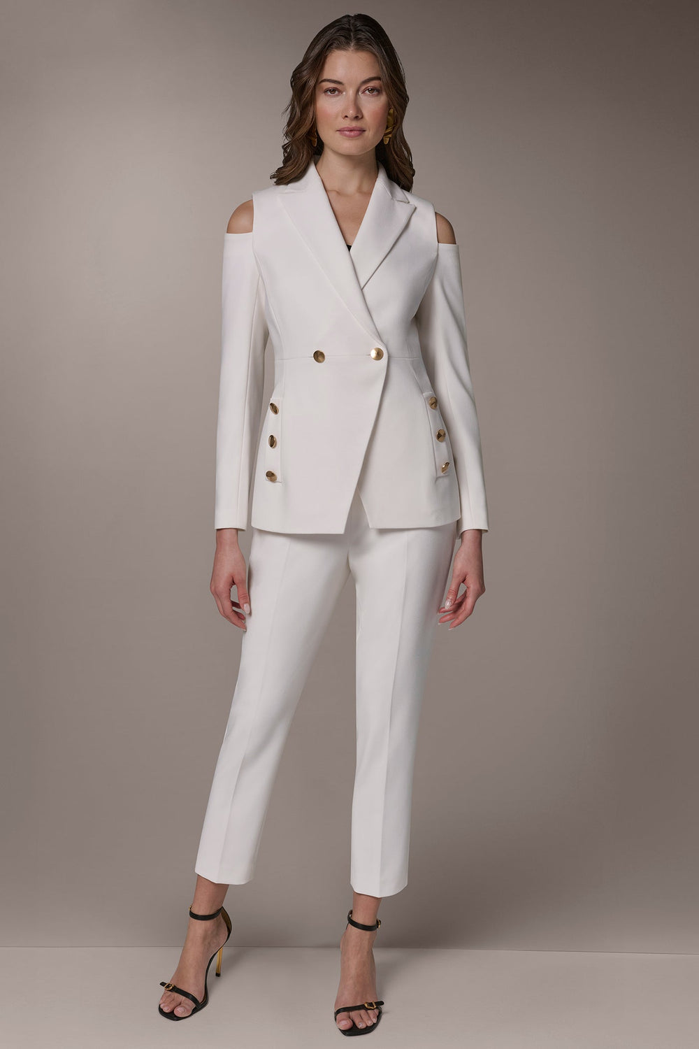 Donna Karan | DOUBLE-BREASTED COLD-SHOULDER SUIT BLAZER
