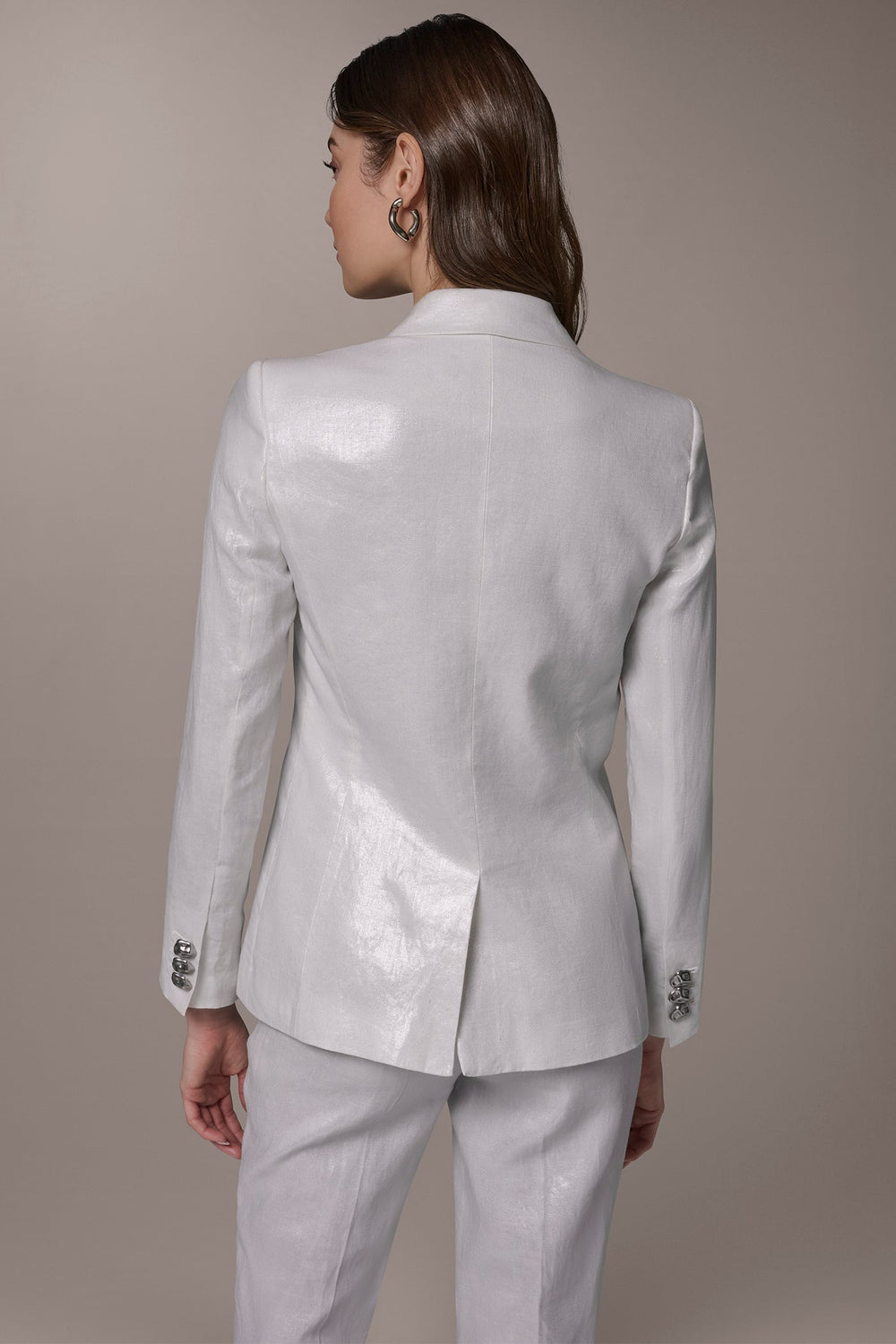 Donna Karan | FOILED LINEN ONE-BUTTON SUIT BLAZER