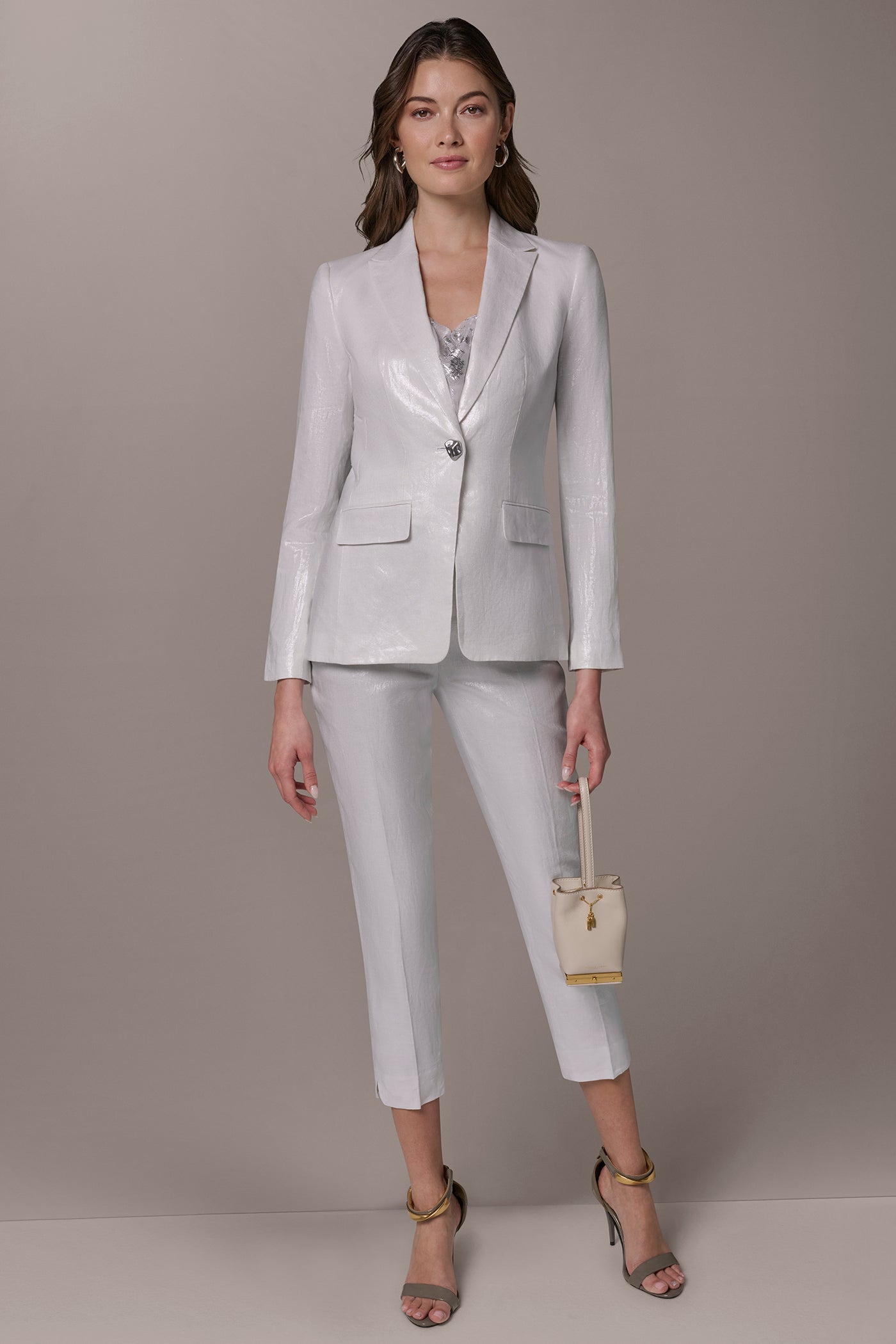 Donna Karan | FOILED LINEN ONE-BUTTON SUIT BLAZER