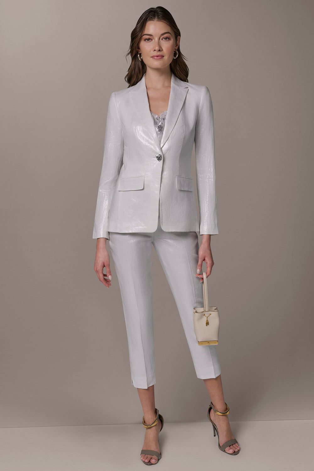 Donna Karan | FOILED LINEN ONE-BUTTON SUIT BLAZER