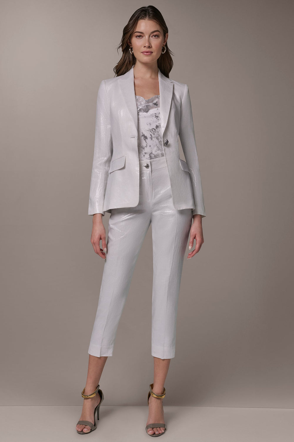 Donna Karan | FOILED LINEN ONE-BUTTON SUIT BLAZER