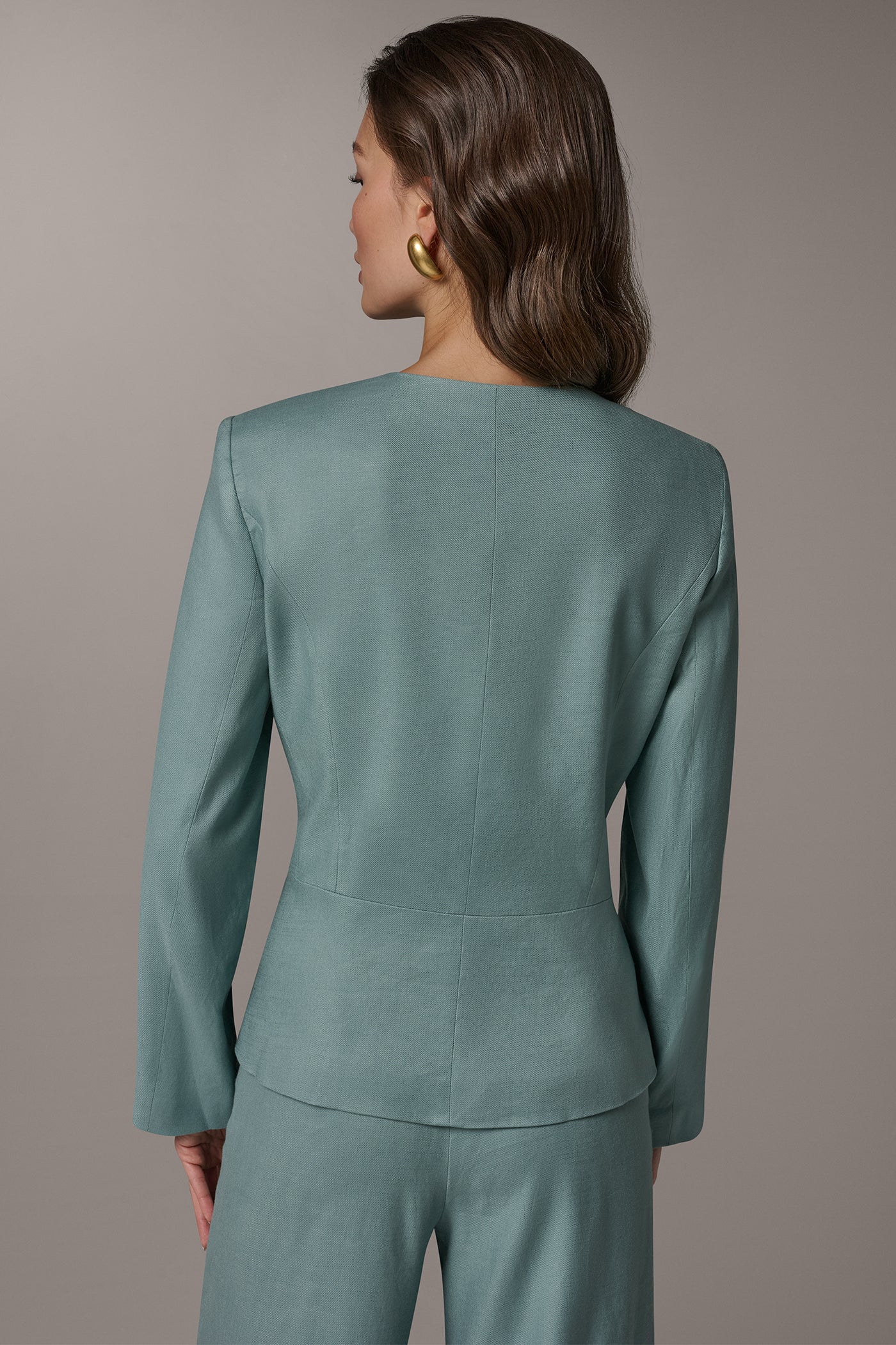 Donna Karan | LINEN-BLEND WRAP-EFFECT BUCKLE JACKET
