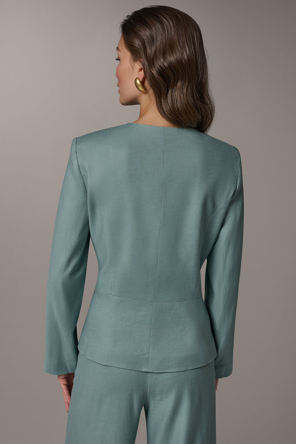 Donna Karan | LINEN-BLEND WRAP-EFFECT BUCKLE JACKET