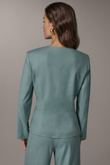 Donna Karan | LINEN-BLEND WRAP-EFFECT BUCKLE JACKET