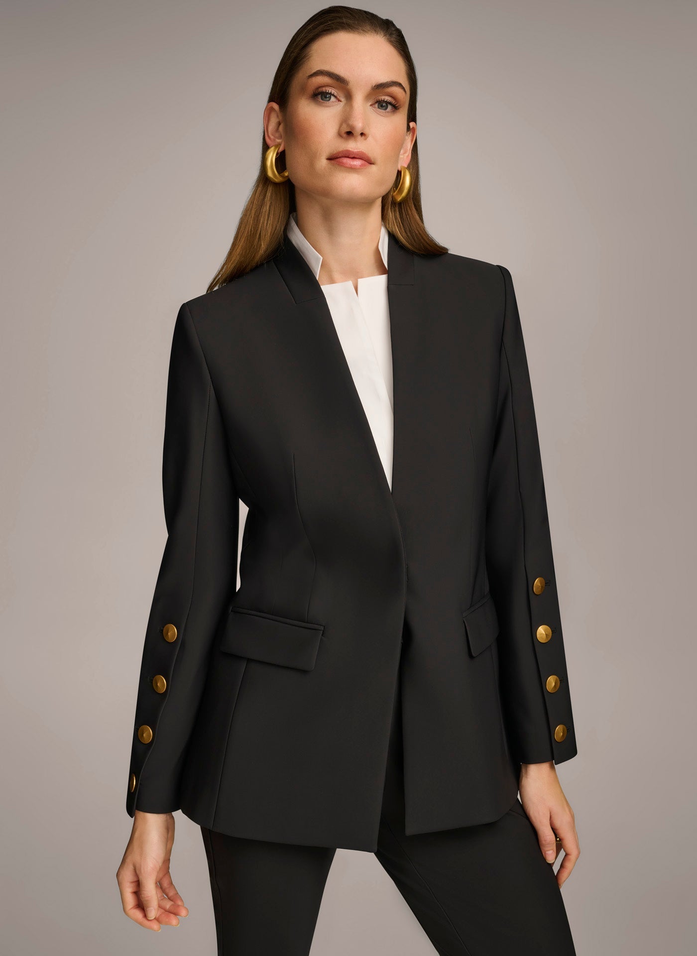 Donna Karan | JACKET WITH BUTTON DETAILS ON SLEEVE