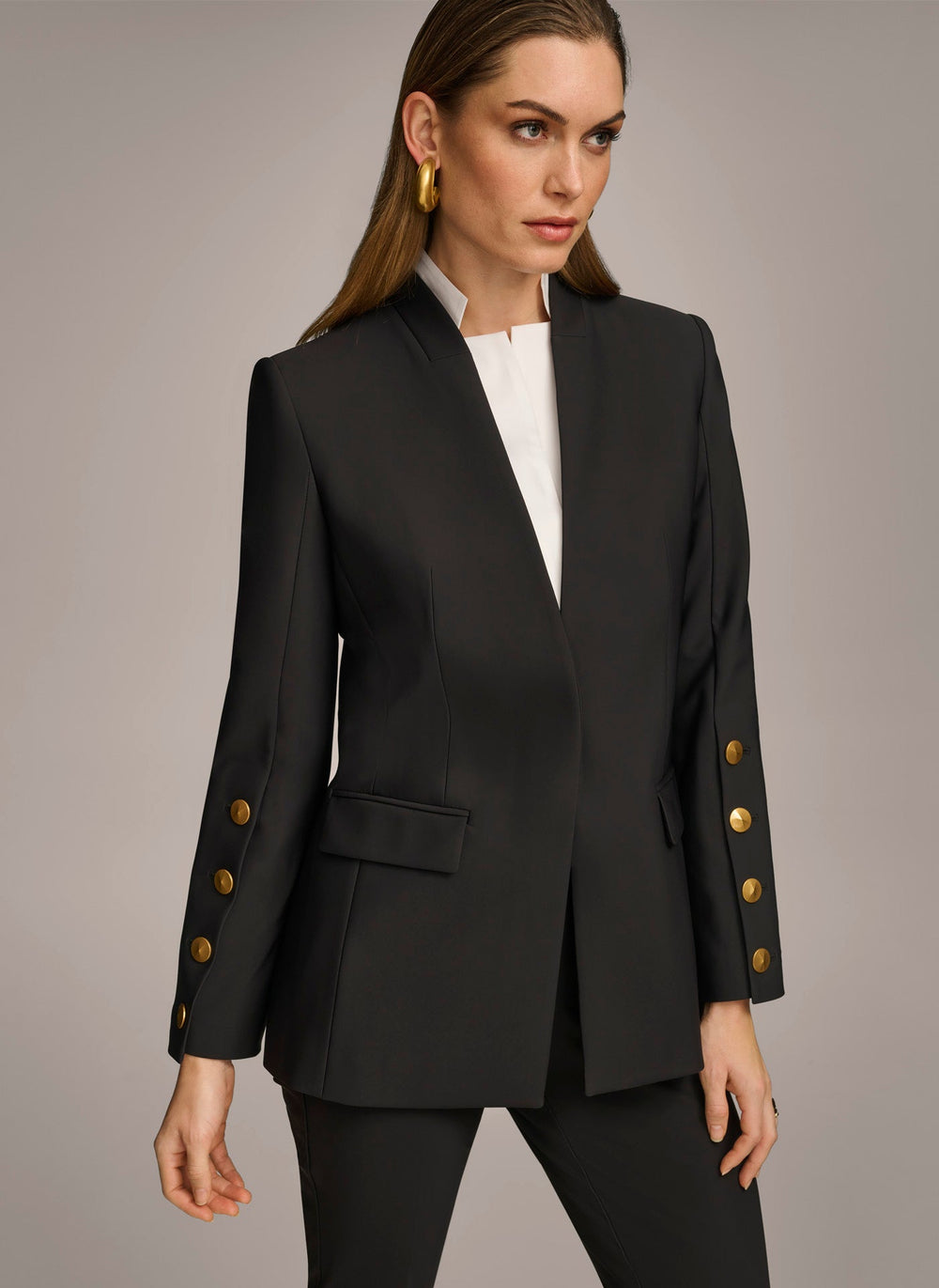 Donna Karan | JACKET WITH BUTTON DETAILS ON SLEEVE