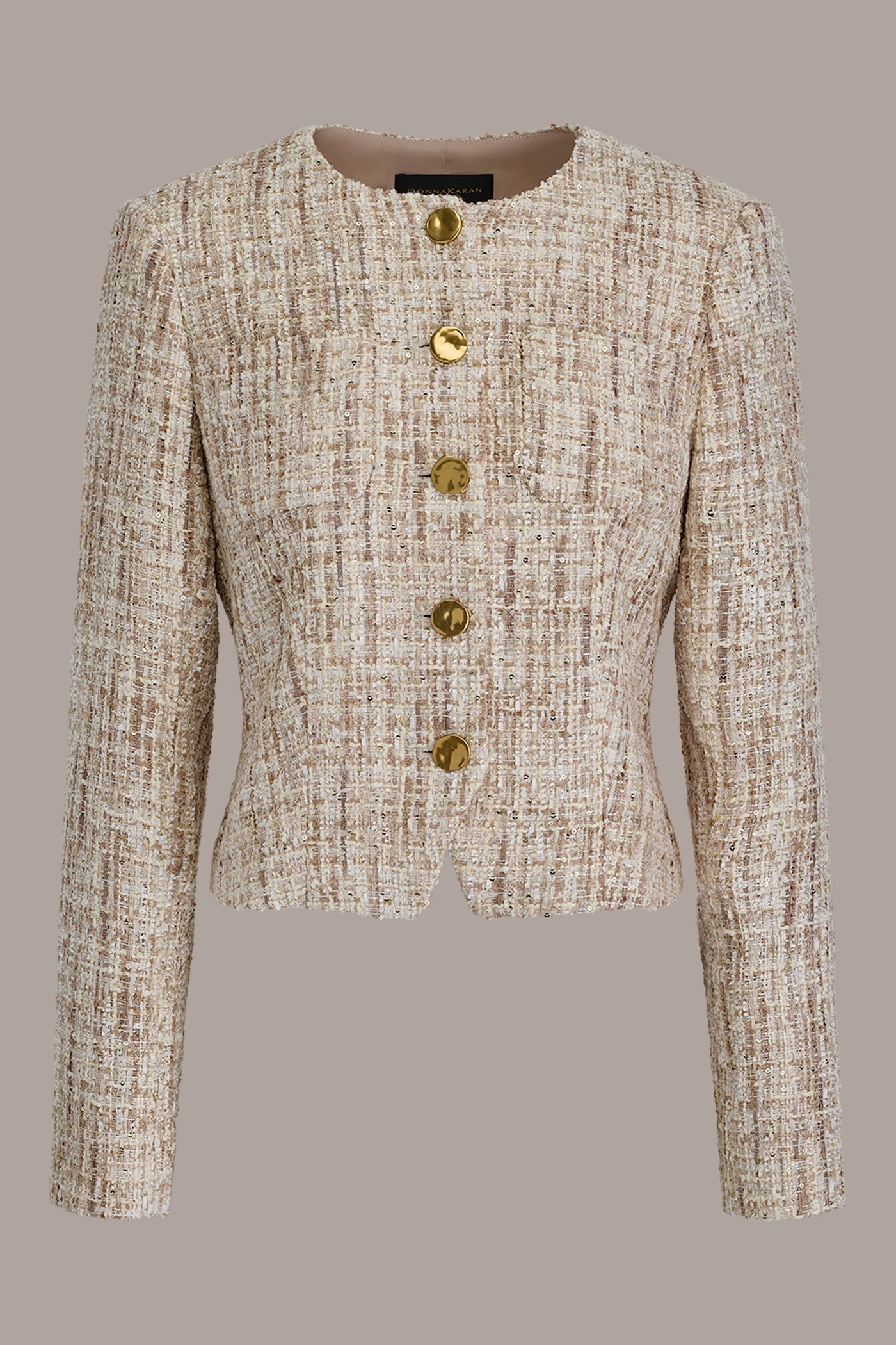 Donna Karan | CROPPED SEQUINED TWEED LADY JACKET