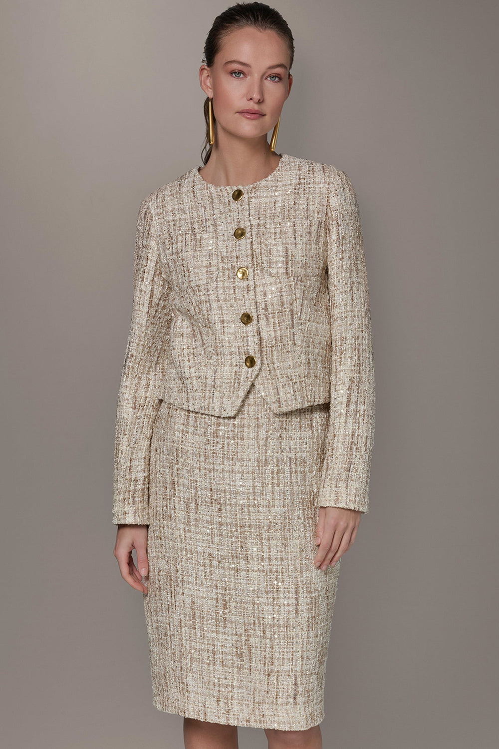 Donna Karan | CROPPED SEQUINED TWEED LADY JACKET