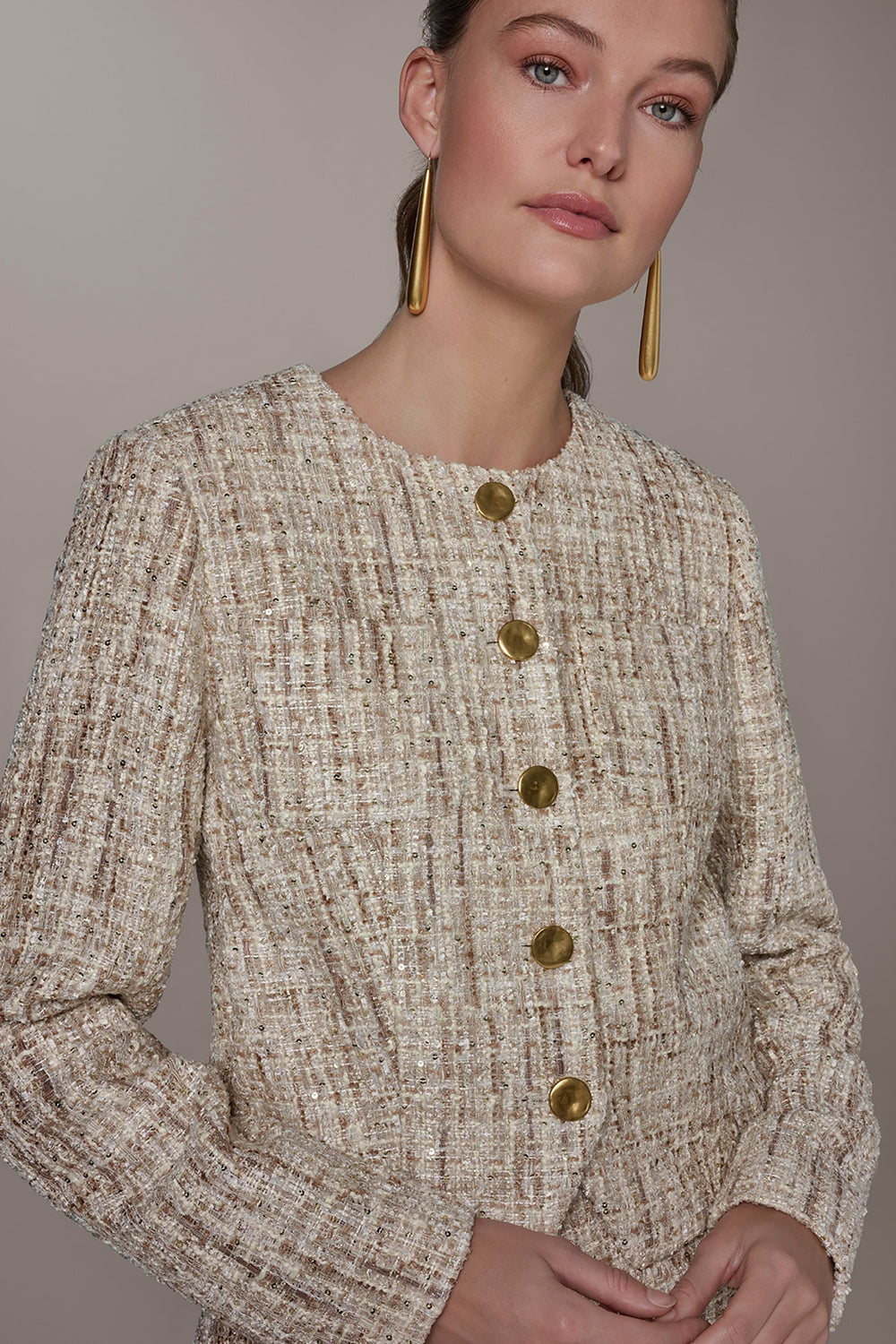 Donna Karan | CROPPED SEQUINED TWEED LADY JACKET