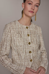 Donna Karan | CROPPED SEQUINED TWEED LADY JACKET