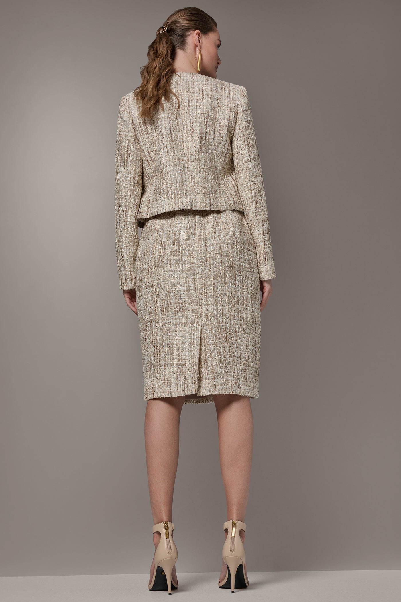 Donna Karan | CROPPED SEQUINED TWEED LADY JACKET
