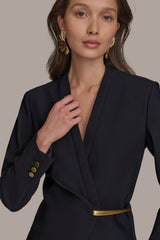 Donna Karan | WRAP JACKET WITH BAR HARDWARE CLOSURE