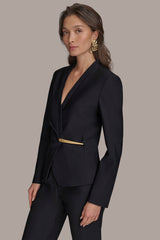 Donna Karan | WRAP JACKET WITH BAR HARDWARE CLOSURE