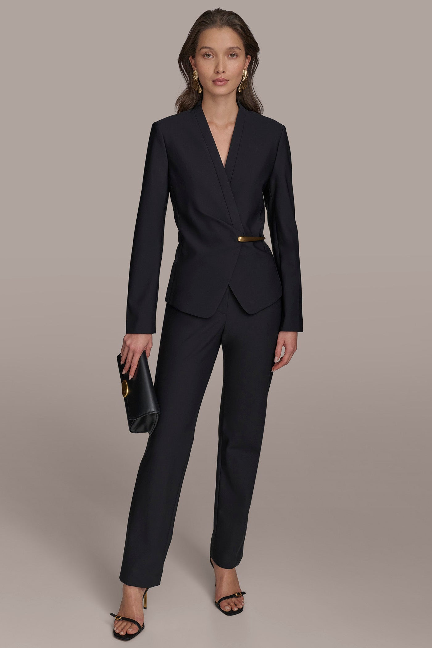 Donna Karan | WRAP JACKET WITH BAR HARDWARE CLOSURE