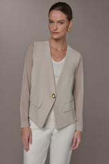 Donna Karan | CHIFFON PANELED ONE BUTTON JACKET
