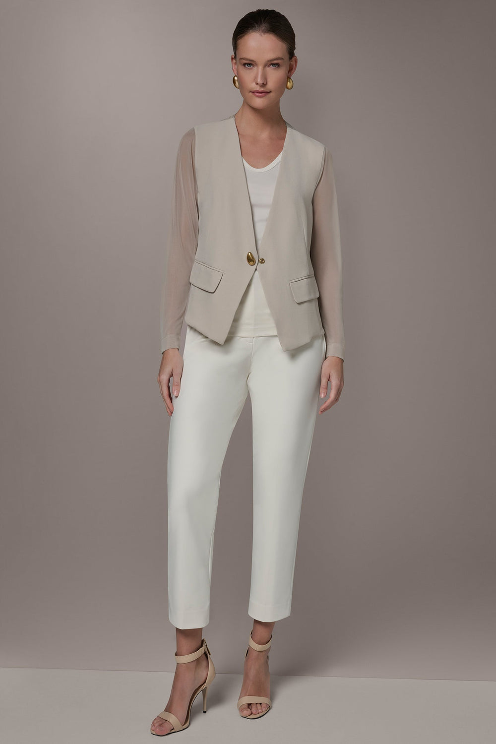 Donna Karan | CHIFFON PANELED ONE BUTTON JACKET