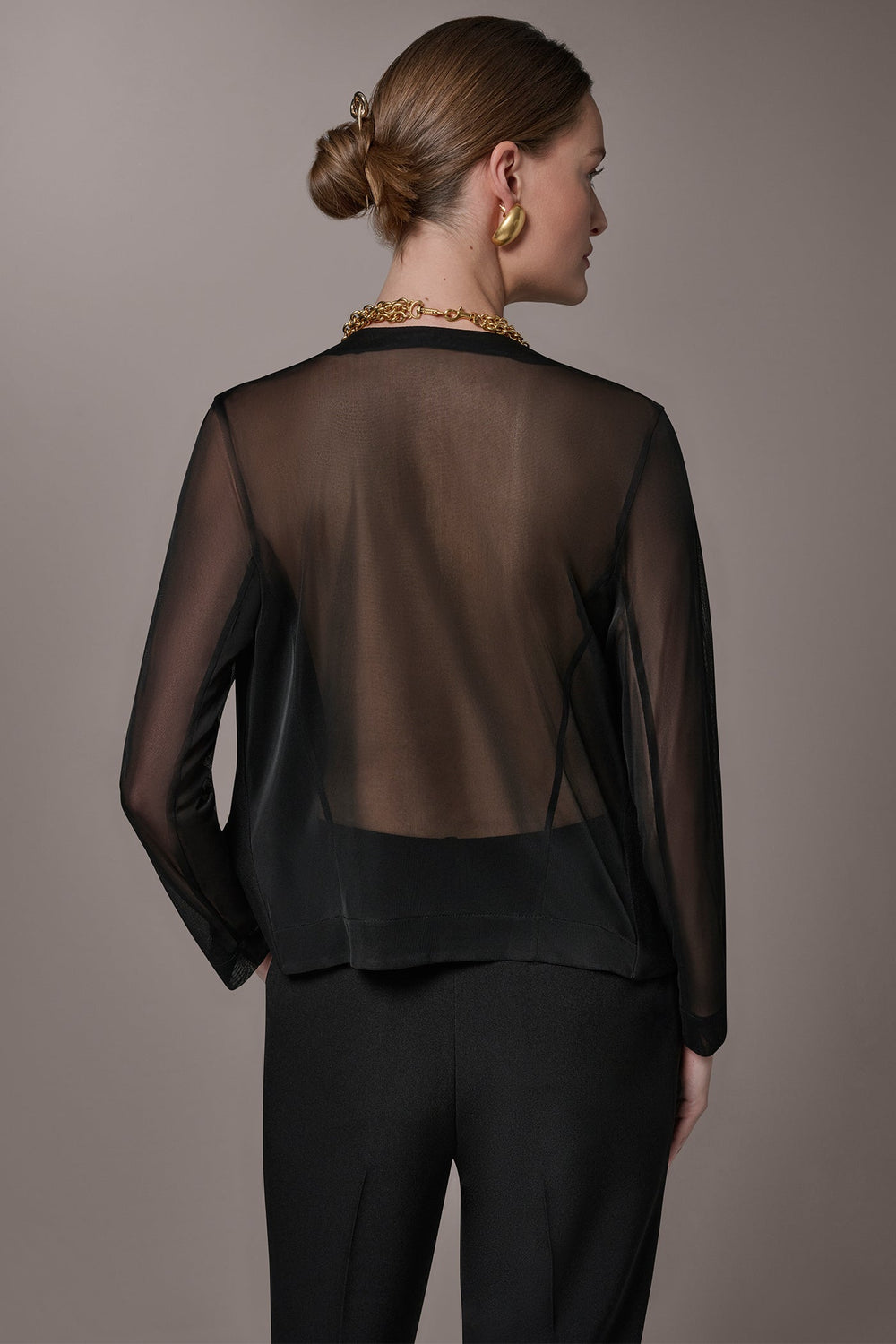 Donna Karan | CHIFFON PANELED ONE BUTTON JACKET