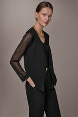 Donna Karan | CHIFFON PANELED ONE BUTTON JACKET