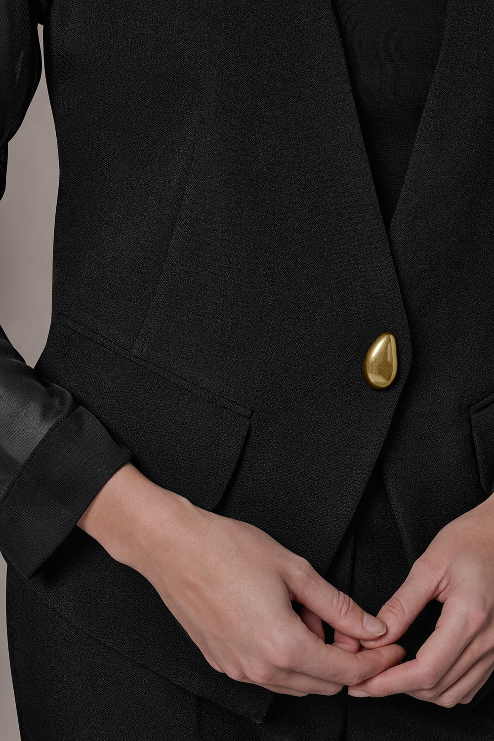 Donna Karan | CHIFFON PANELED ONE BUTTON JACKET