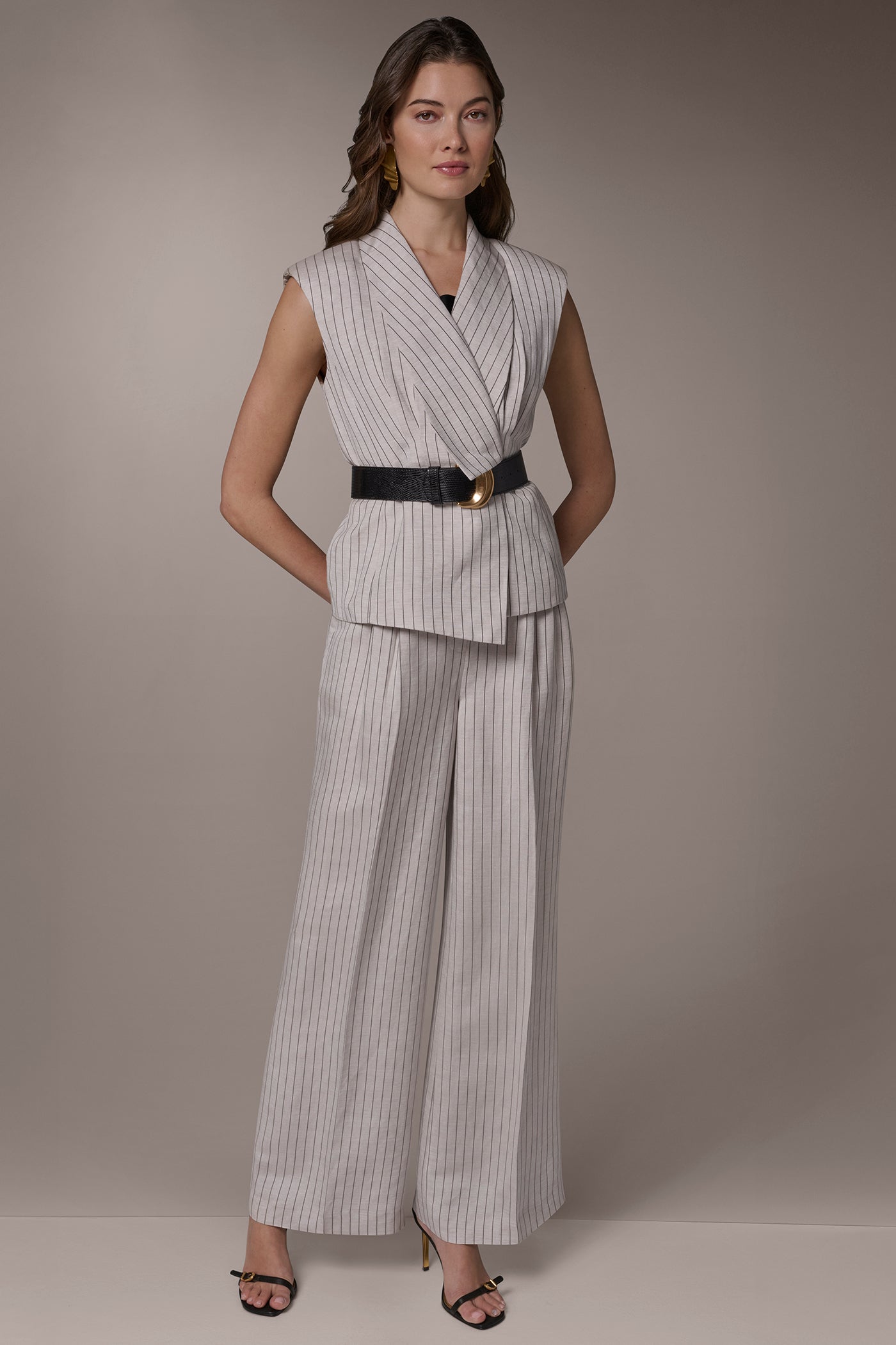 Donna Karan | LINEN-BLEND PINSTRIPED SUIT VEST