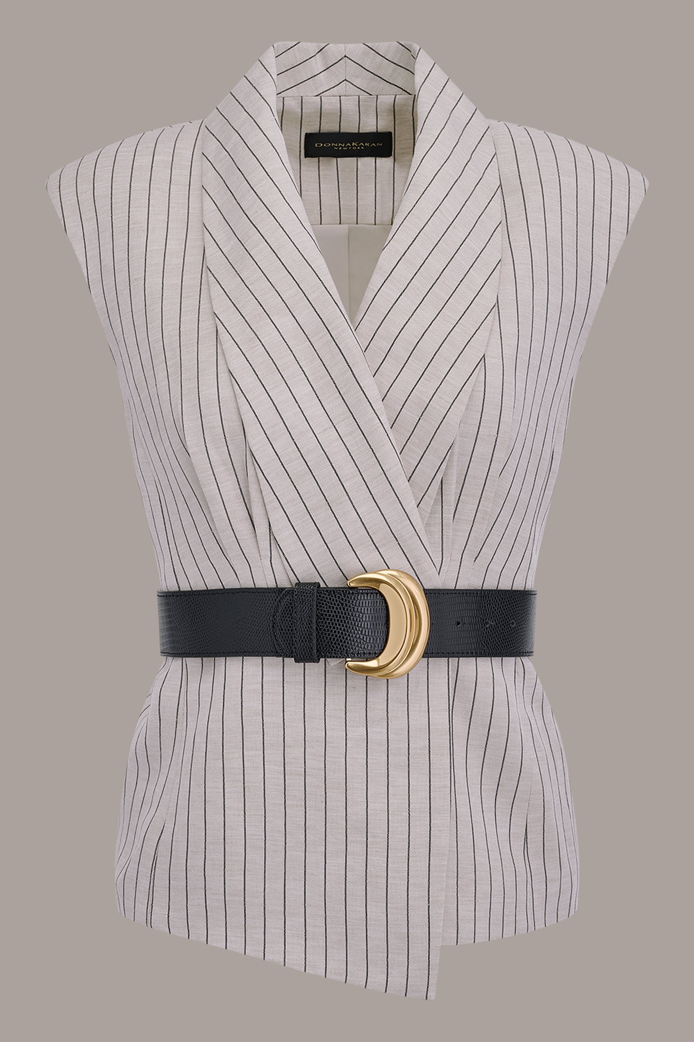 Donna Karan | LINEN-BLEND PINSTRIPED SUIT VEST