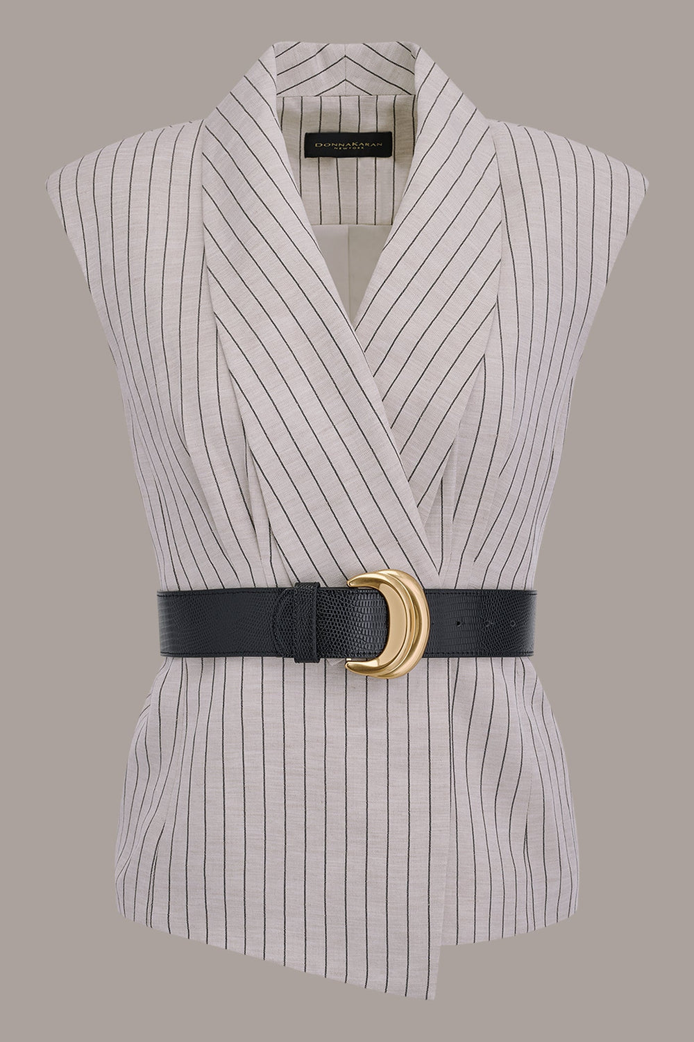Donna Karan | LINEN-BLEND PINSTRIPED SUIT VEST