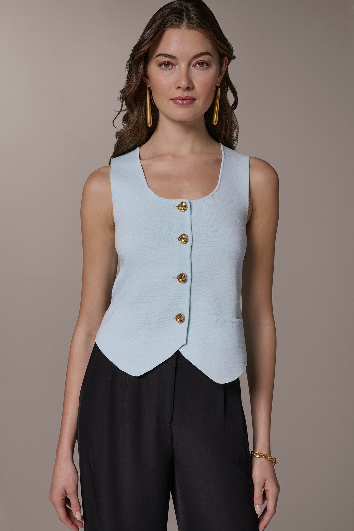 Donna Karan | CROPPED SWEATER SUIT VEST