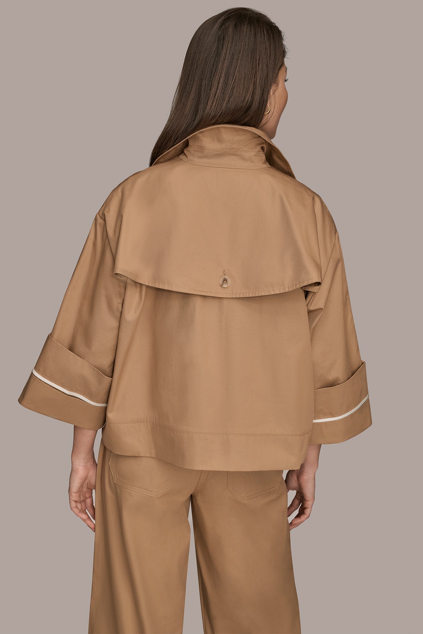 Donna Karan | 3/4-SLEEVE COTTON GABARDINE SWING JACKET