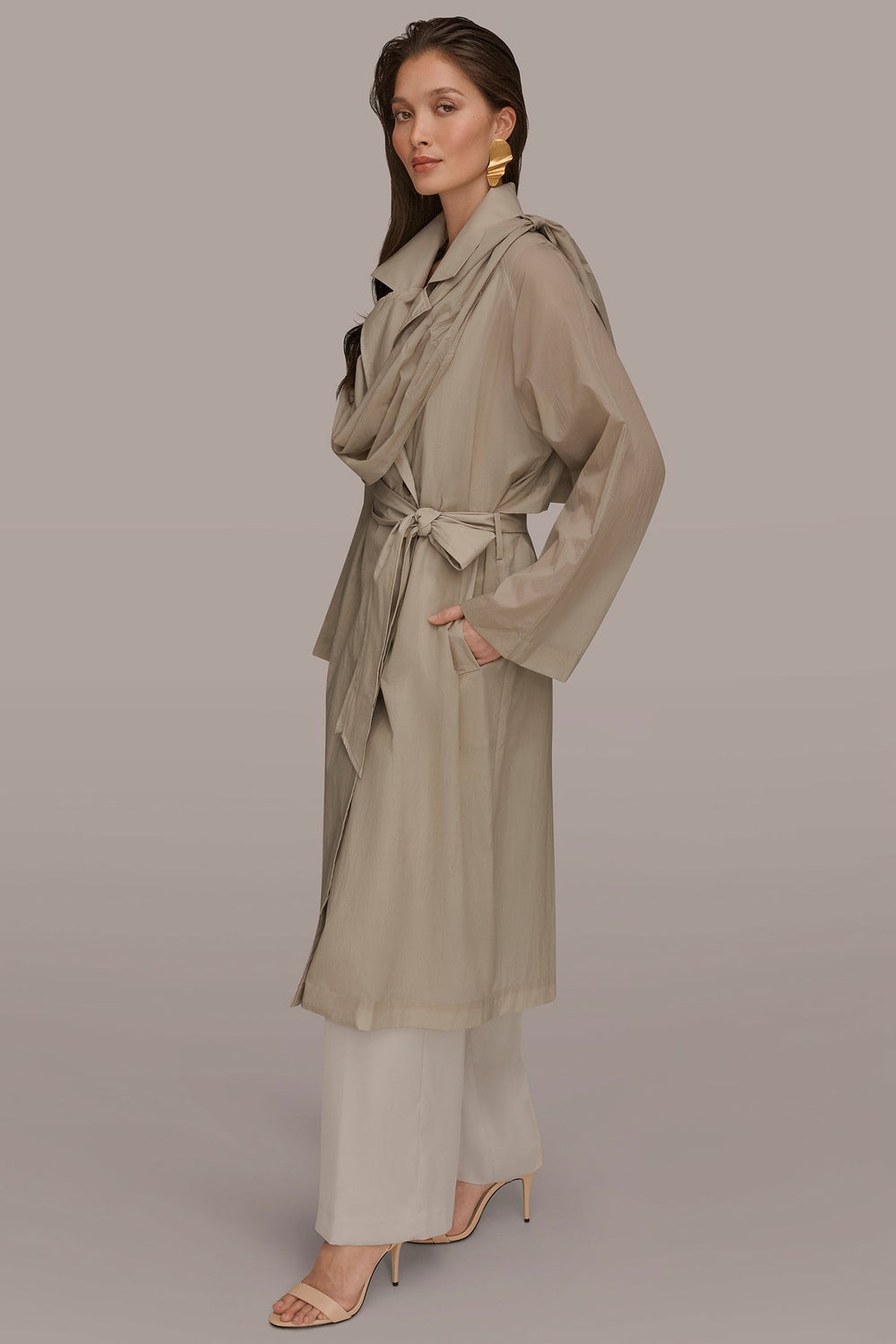 Donna Karan | DRAPED DOUBLE-BREASTED TRENCH COAT