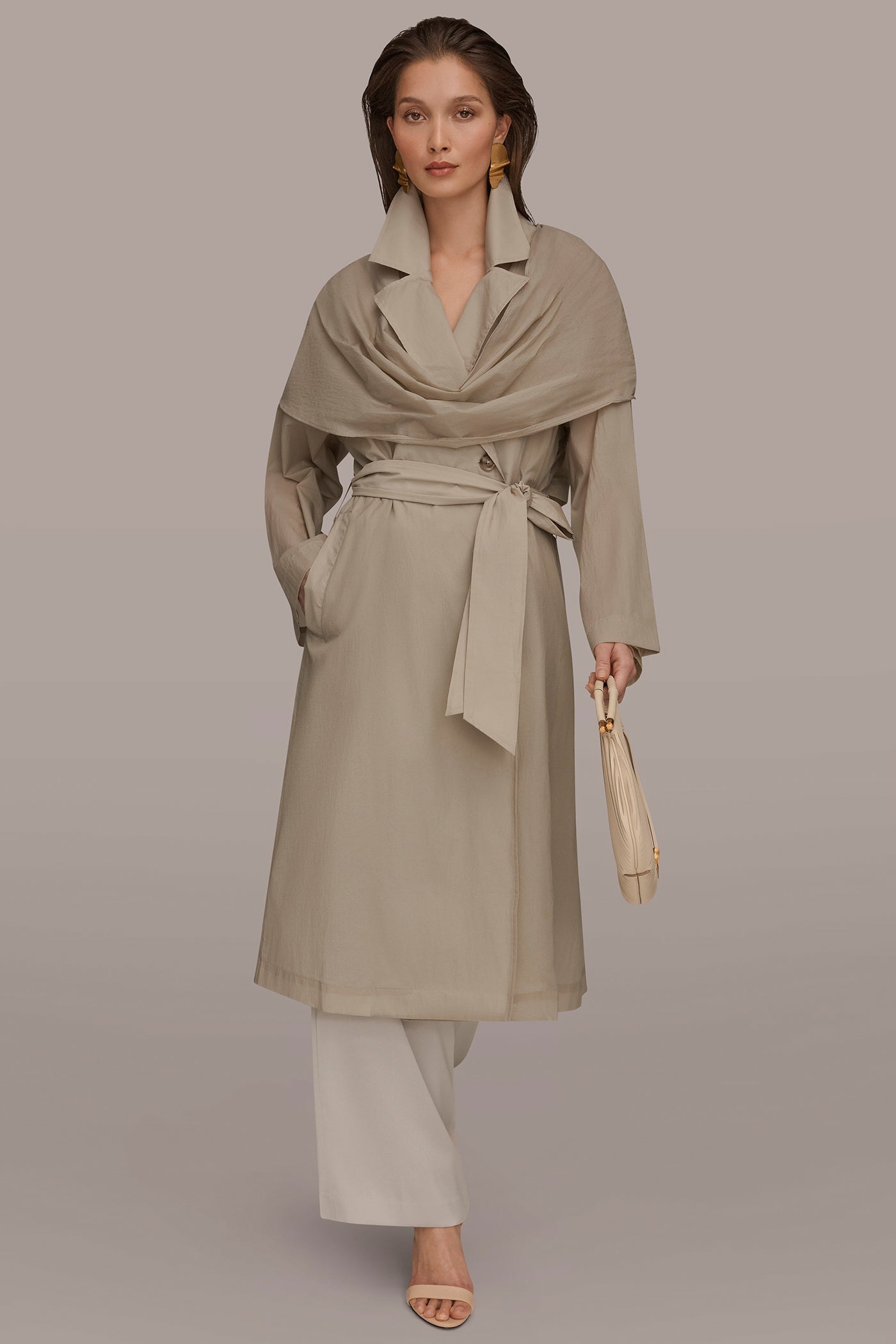Donna Karan | DRAPED DOUBLE-BREASTED TRENCH COAT