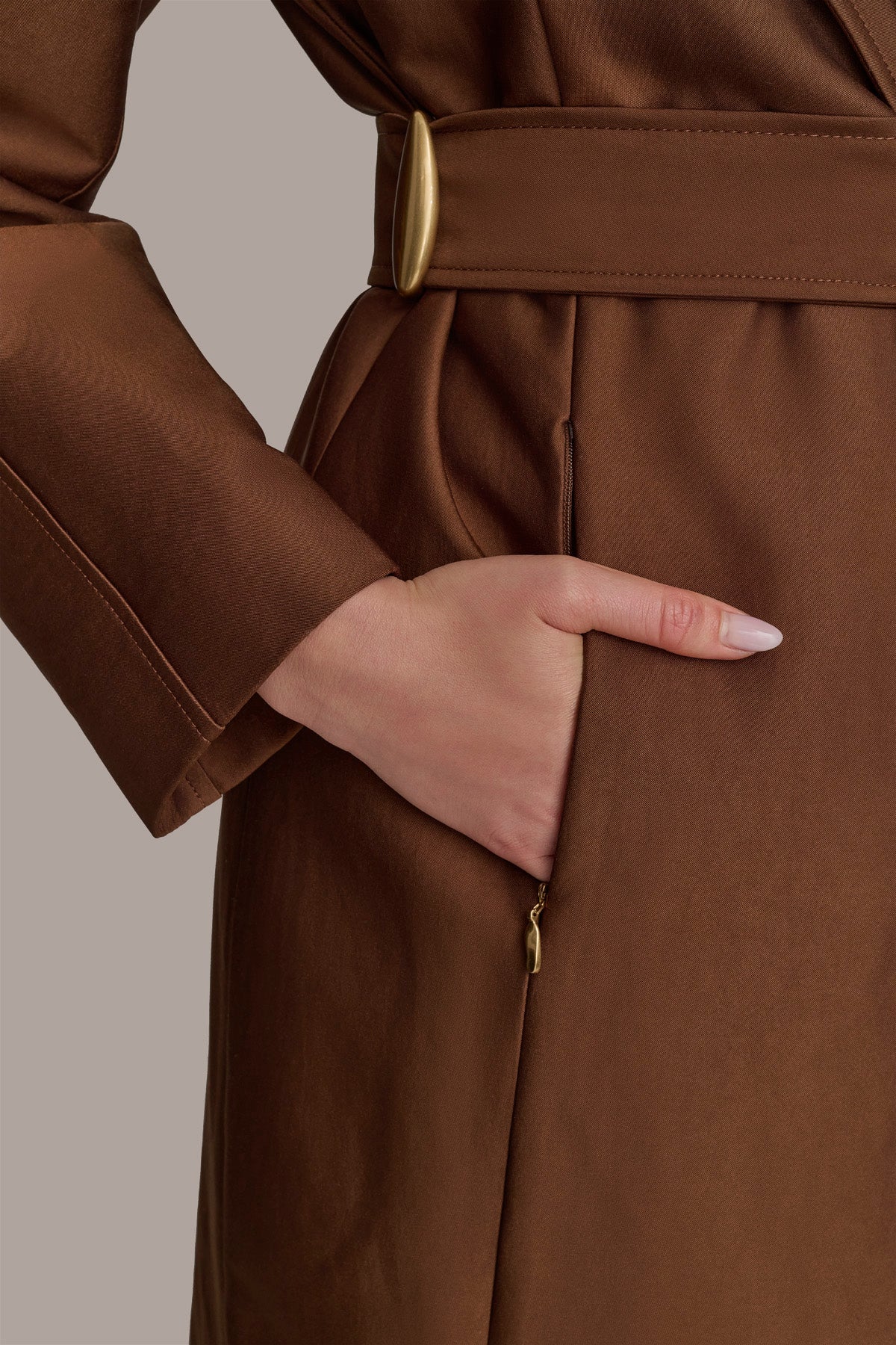 Donna Karan | DOUBLE COLLAR SATIN TRENCH COAT