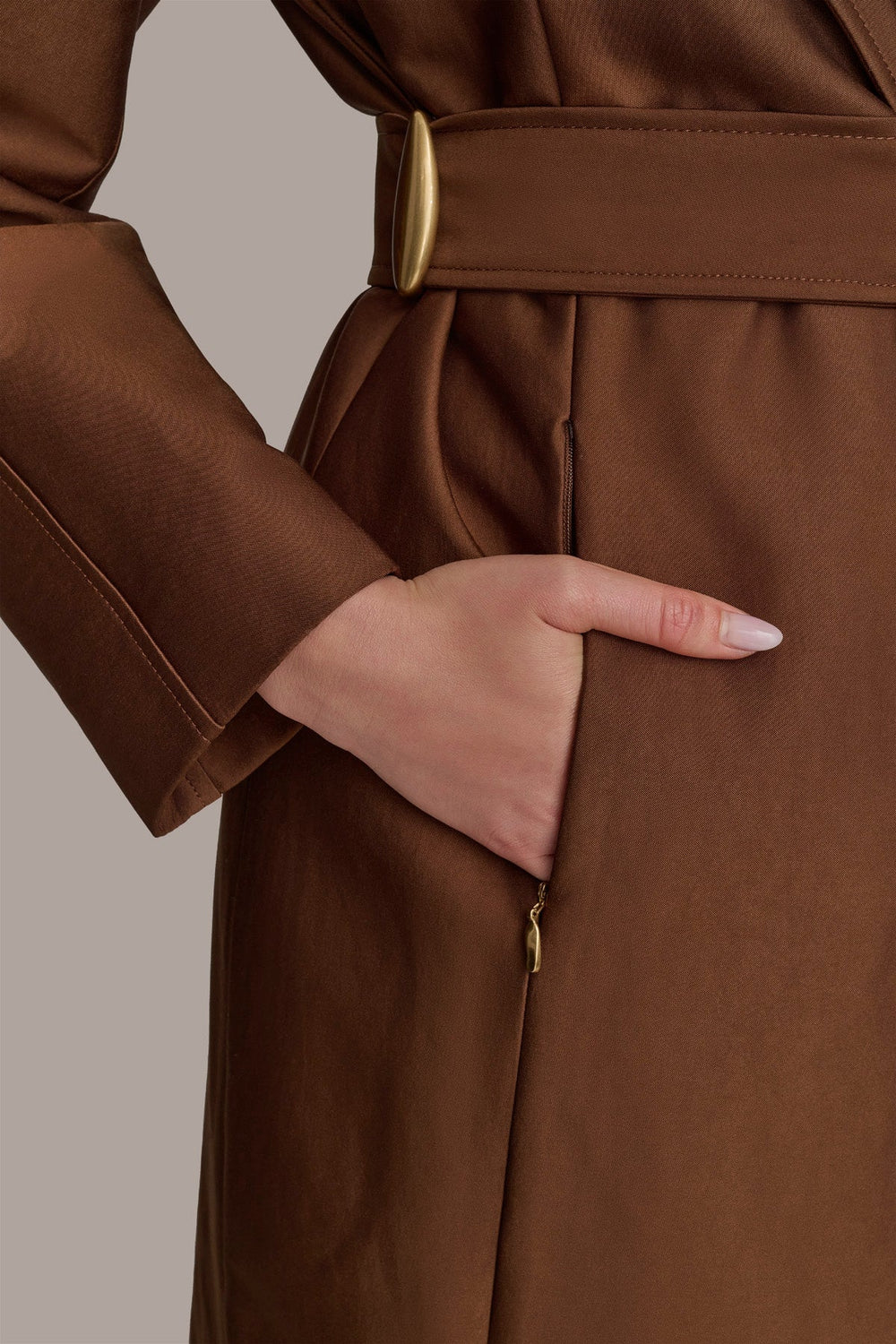Donna Karan | DOUBLE COLLAR SATIN TRENCH COAT