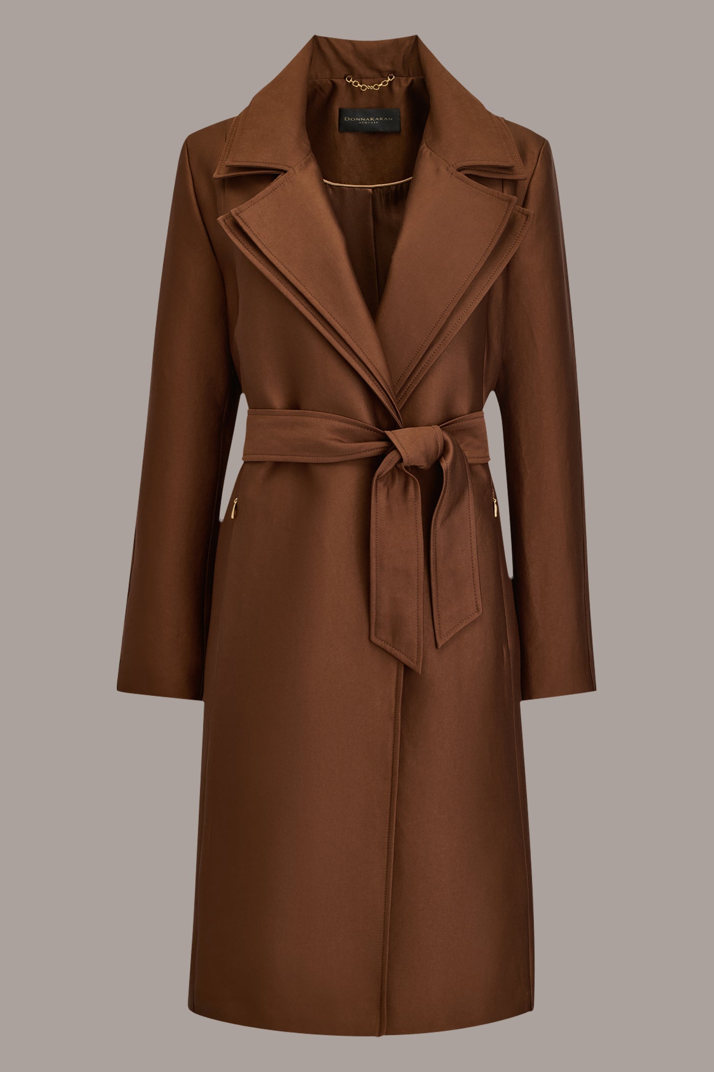 Donna Karan | DOUBLE COLLAR SATIN TRENCH COAT