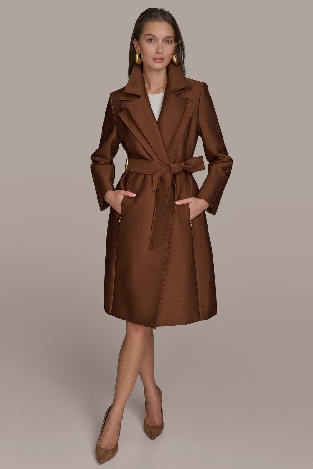 Donna Karan | DOUBLE COLLAR SATIN TRENCH COAT